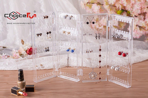 Choice Fun Foldable 4-Panel Jewelry Screen Hanger Organizer Earrings Necklace Chains Display Stands 2