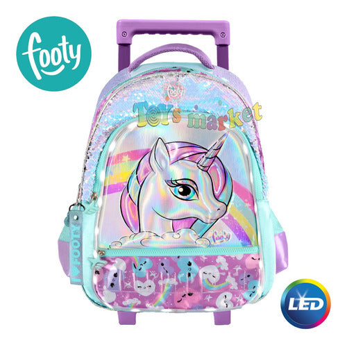 Footy 18-Inch Backpack with Cart, LED Lights, and Sequins 1