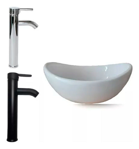 Combo Ceramic Above Counter Sink Luna + Single Lever Faucet 0