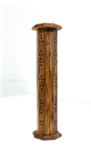 Indian Wood Incense Holder Tower 36 cm x 8 cm 2