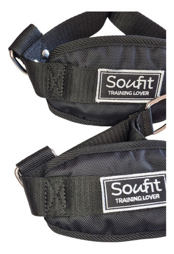 SOuFIT Black Double Grip Reinforced Ankle Straps with Pulley 0