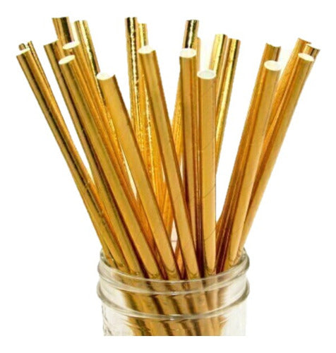 Pulgarcito Metallic Gold Paper Straws - Pack of 25 0