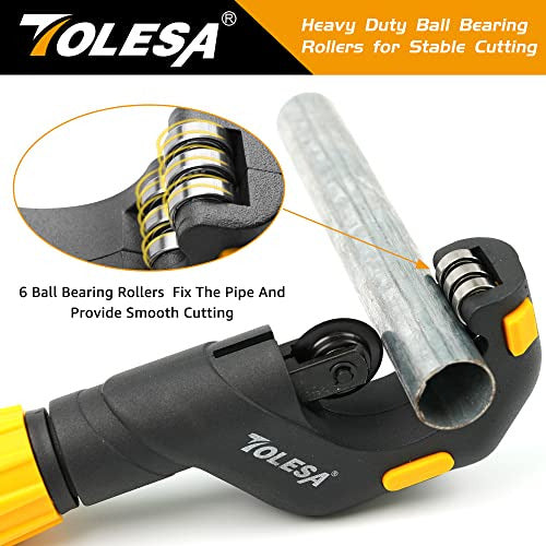 Tolesa Pipe Cutter Tool 3/16-2 Inch(5-50mm) Heavy Duty Metal Pipe Cutter With Deburring Tool Pipe Reamer Sharp Copper Tube Cutter Speed Cutting Tubing Cutter For Stainless Steel Aluminum Brass Pipe 4
