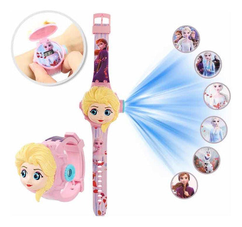 Reloj Proyección Minnie Frozen Princesas Kitty Para Niñas 0