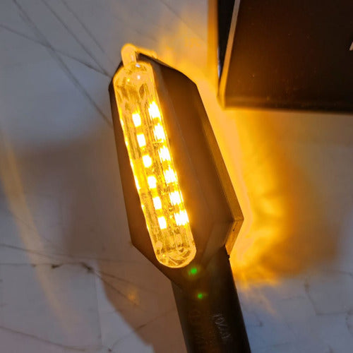 Juego Giros Led Ambar Doble Cara Guiño Universal Moto 5w 12 2