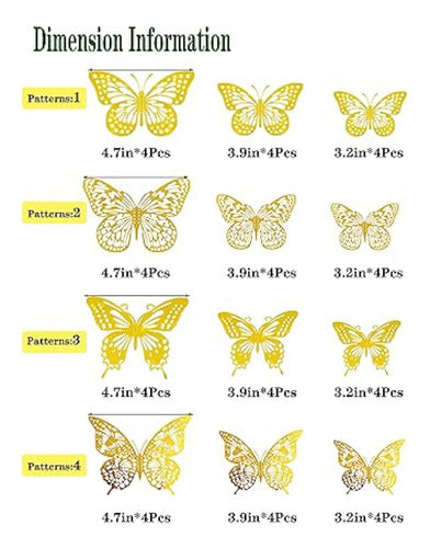 Josdiox 3D Butterfly Wall Decor, 48 Pieces 3