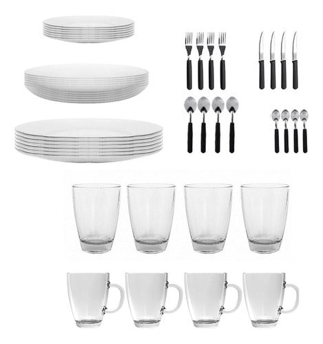 Durax Complete Tableware Set 36 Pieces for 4 People - Glass 0