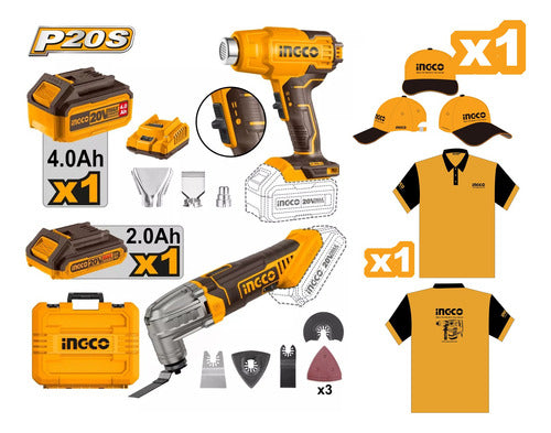 Ingco Kit 20V Heat Gun + Multifunction Tool COSLI230703 - P20S 0