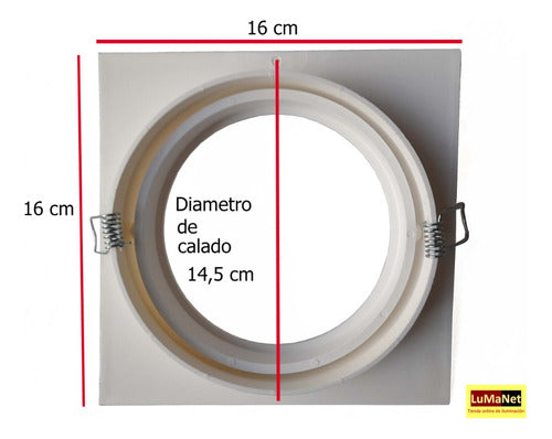 Ferrolux Spot Embutir De Pvc Cuadrado Blanco Para Dicroica Ar111 X2 1