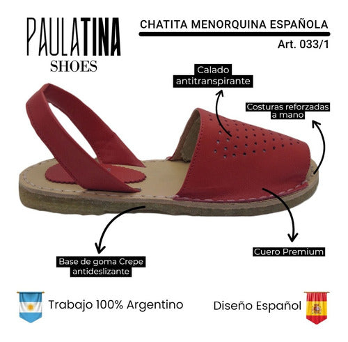 Paulatina Shoes Women's Leather Menorquina Sandals Chatitas 5