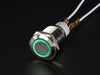16mm Metal Non-Latching Push Button - Green 12V LED 1