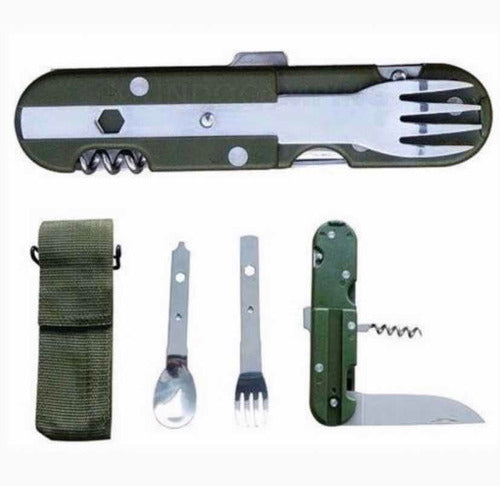 Thizh Foldable Cutlery Set 7-in-1 for Camping and Survival 0