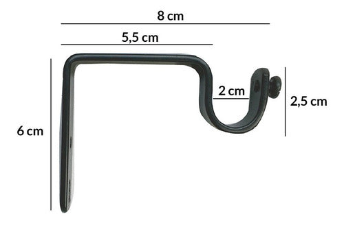 Iron Curtain Rod Kit Baltik 2.60cm 3/4mm Single Window Bracket 2
