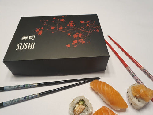 Medium Black Sushi Box 20-24 Pieces, 100 Units Lam Int./Ext 1