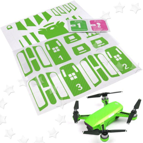 DJI Spark Carbon Fiber Waterproof Skin Green Stickers 0