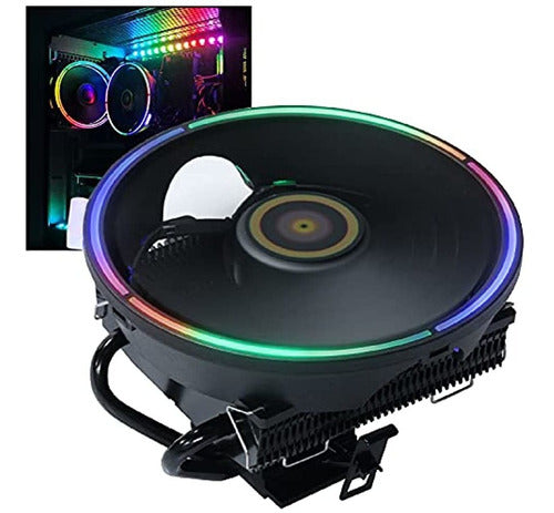 DS Leddess Black CPU Cooler - High-Performance CPU Fan with RGB Lighting 0