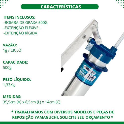 Bomba Graxa 500g Engraxadeira Manual Bico Rígido E Flexível 1