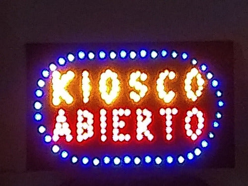 Genérica Cartel Led Kiosco Abierto Doble Palabra Nacional A Pedido 2