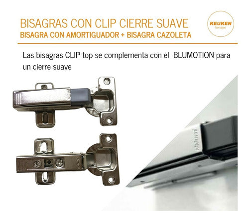 Par De Bisagras Clip Top Blumotion + Clip Top Blum Codo 0 2