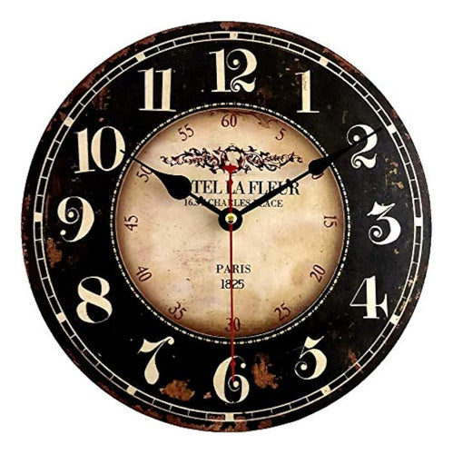 Mrocioa 16-Inch Black Vintage-Themed Wall Clock 0