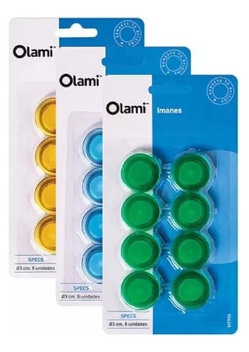 Olami Round Magnetic Discs - 8 Units - 3cm - Colors 0