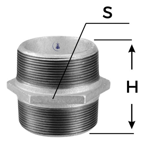 5x Niple Duplo Galvanizado 1'' Polegada Bsp  - Tupy 150l 3