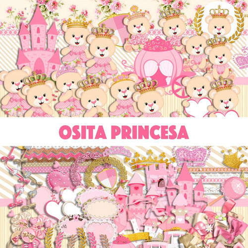 Wook Imprimibles Kit Osita Princesa Corona Cliparts Png + Papeles Fondos 2