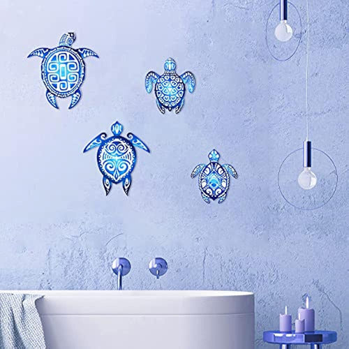 4 Piezas Decoraciones De Pared De Baño De Tortuga Marina Océ 3