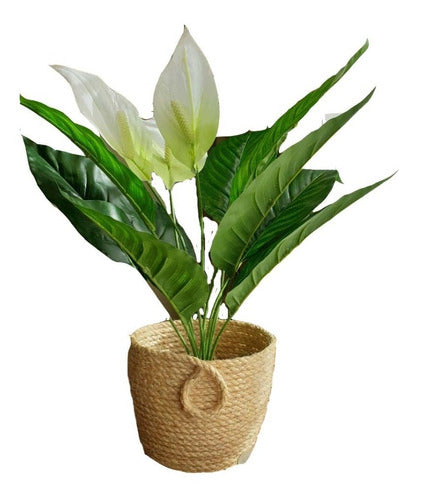 Planta Con Flores Blancas De Aspecto Natural 60cm Decoracion 0