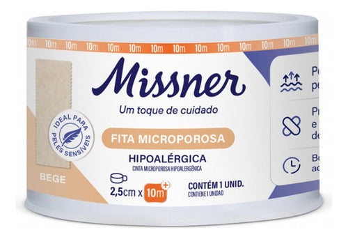 Fita Micropore Bege 2,5cm X 10m Missner 12 Unidades 0