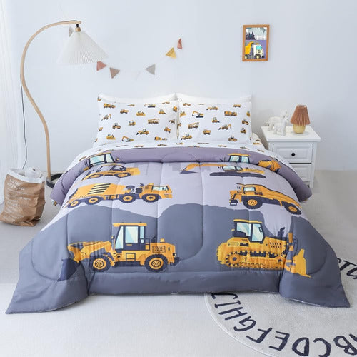 Cokouchyi Construction Truck Kids Bedding Set 0