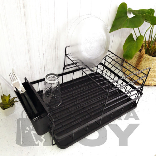 CompraHoy Metal Plate Drying Rack with Tray, 2 Levels, 13075 3