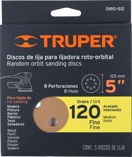 Truper 5'' Velcro Sanding Disc for Orbital Sander - Grit 180 2