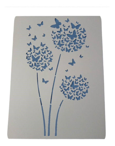 Stencil Dandelion and Butterflies Template Deco Crafts 0