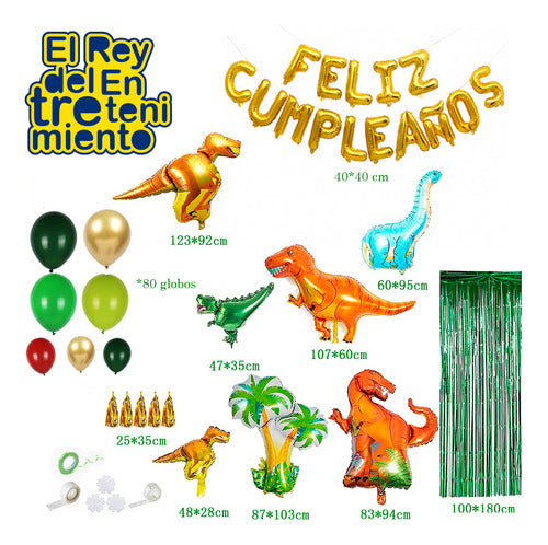 Set Globos N15 Dinosaurios Decoración Cumpleaños 113p El Rey 1