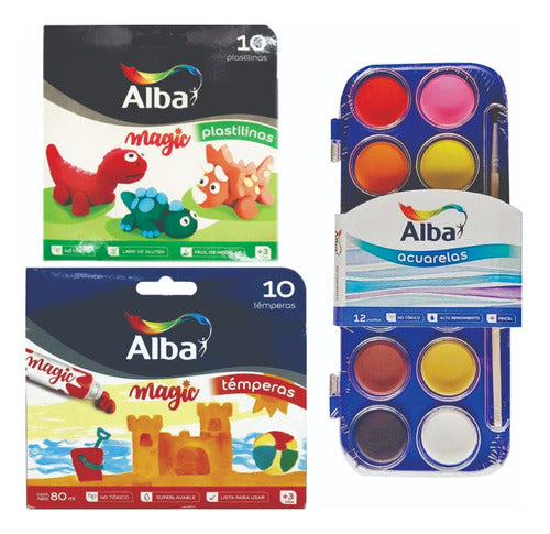 Alba Kid's Magic Clay, Watercolors, and Tempera Kit 0