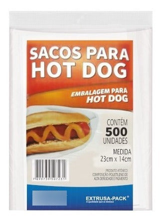 Kit Saco Plástico Embalagem Hot Dog Lanche 1000un 23x14cm 1