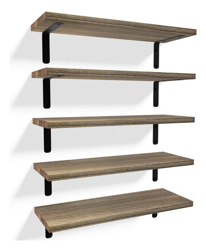 Richer House Rustic Wooden Wall Floating Shelves Set for Bathroom 0