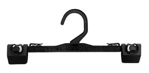 TodoPerchas 100 Plastic Black Hangers with Fixed Clips 18 cm Lingerie 0