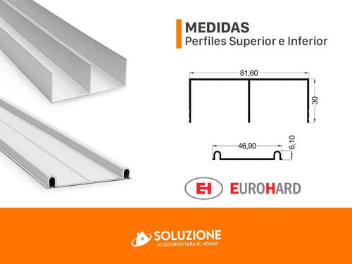 Perfil Superior + Inferior Aluminio 3 Metros Frente Placard 3