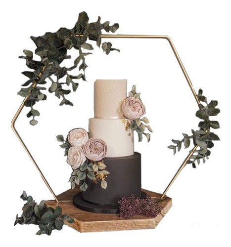 Hexagonal Iron Cake Topper Structure for Candy Wedding Event 0