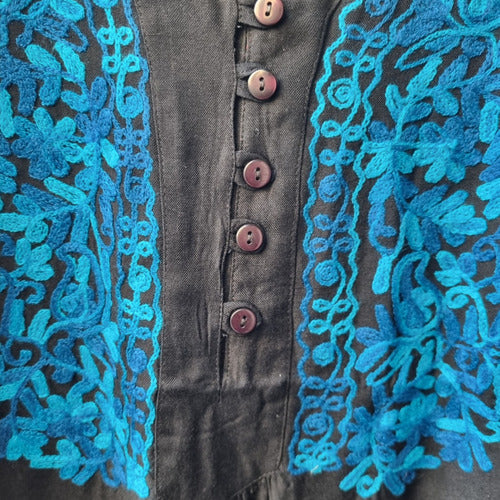 Embroidered Kashmir Buttoned Wide Indian Blouse 23