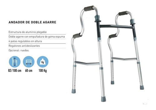 Ledesma Aluminum Double Grip Adjustable and Foldable Walker 0