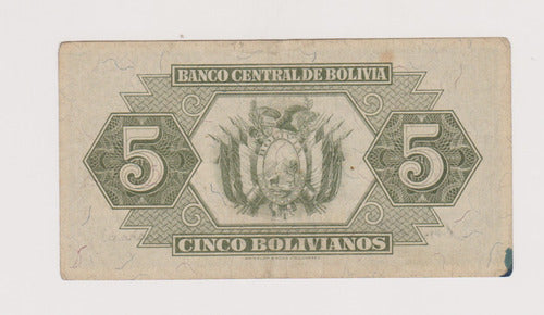 Billete Bolivia 5 Bolivianos Año 1928 Muy Bueno ++ (129) 1