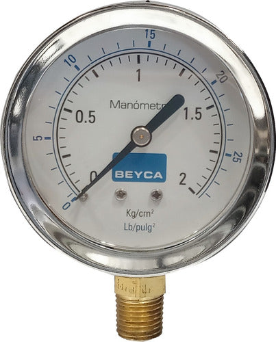 Weatherproof Stainless Steel Pressure Gauge Beyca MM2-44 2 kg/cm² 0