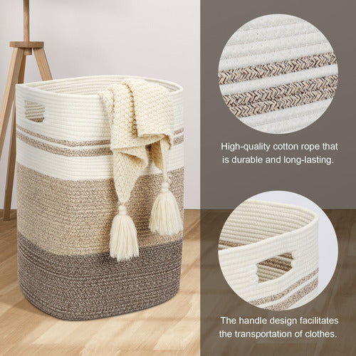 Fixwal Large Cotton Rope Laundry Basket 2