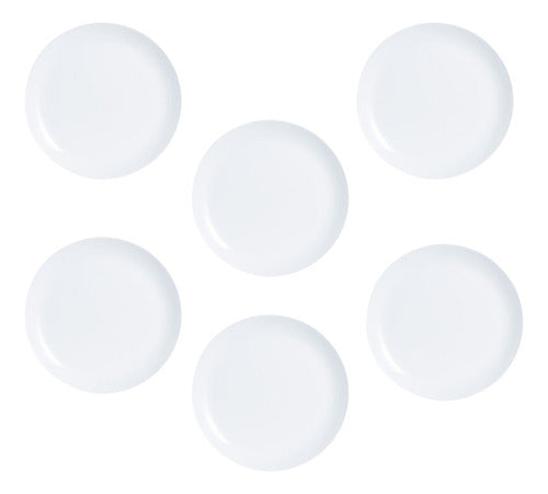 Set of 6 Luminarc Diwali 25cm Flat Plates White Tempered Glass 0