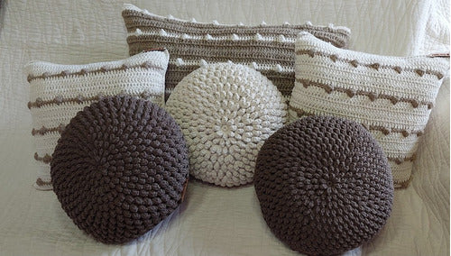 Round Crochet Cushion - Handcrafted Knits - Motif 40 cm 7