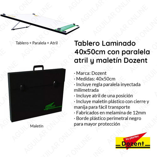 40x50 Drawing Board with Parallel Ruler, Easel, and Carrying Case - Dozent by Plantec 1