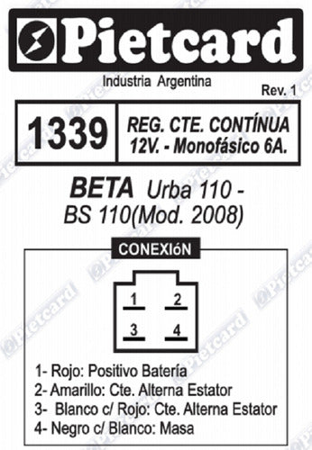 Regulador 12v Beta Bs 110 (mod. 2008) Pietcard 1339 4